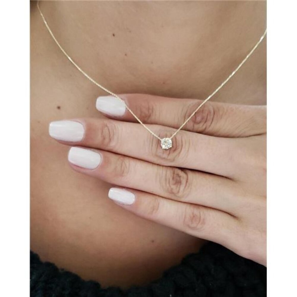 14Kt Gold Diamond Necklace, 0.40Ct Diamond Solitaire, Diamond Attached On Chain